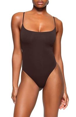 SKIMS Fits Everybody Camisole Thong Bodysuit in Espresso at