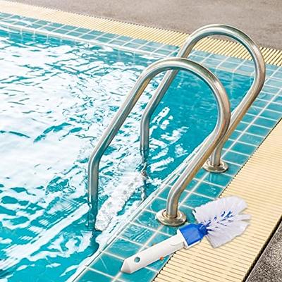 Corner and Step Pool Round Brush, Pool Step and Corner Brush, 180 Degree  Rotation Handle Scrub Brush for Inground and Ground Swimming Pool, Spa, Hot