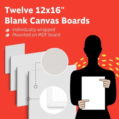 Canvas Panels 12x16 Inch 12-Pack, 10 oz Primed 100% Cotton Canvases for  Painting, White Blank Flat Canvas Board for Oil Acrylics Watercolor Tempera