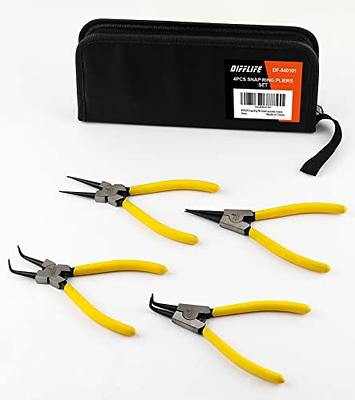 DIFFLIFE 7-Inch Snap Ring Pliers Set Heavy Duty Internal/External Circlip  Pliers Kit with Straight/Bent Jaw CR-V Steel for Ring Remover Retaining C Clip  Pliers with Storage Bag 4-piece - Yahoo Shopping