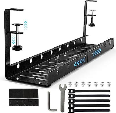 Workstream by Monoprice Under Desk Power Supply and Wire Management Cable  Tray Organizer Steel White