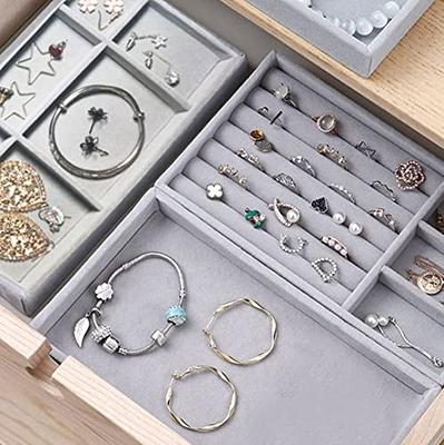 Philopack 3PCS Stackable Jewelry Organizer Trays-Drawer Storage Box Velvet  Display Holder for Necklace Earring Bracelet Watch (Grey) - Yahoo Shopping