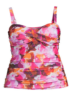 Nicole Miller Women's Plus Size Ruched Bandeau Tankini Top - Yahoo