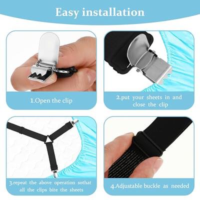 Sheet Straps Bed Sheet Keeper Holder for Corners Sheet Stays Suspender  Clips Fitted Sheet Holder Clips Garters Fasteners Mattress Clamps