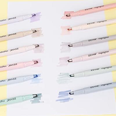 ZEYAR Highlighters Pen, Dual Tip: Chisel and Bullet, Aesthetic