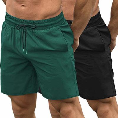 COOFANDY Workout Shorts for Men 7 Inch Quick Dry Gym Bodybuilding Shorts  Training Running Jogger with Pockets Black/Dark Green - Yahoo Shopping