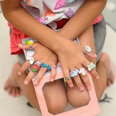 Nicmore Adjustable Rings Gift for Girl: Jewelry Rings for 3 4 5 6 7 8 9 10  11 12 Years Old Girl Gifts | 24PCS in Box Cute Ring Toys for Toddlers