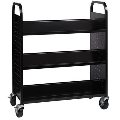 Rubbermaid FG9T6700BLA Medium Lipped Two Shelf Utility Cart - 40 x 24 x  31 1/4