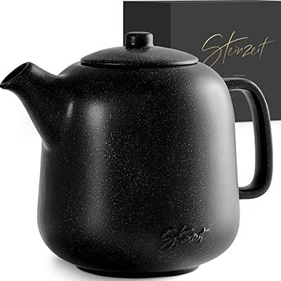 20-oz Satin Teapot: Ceramic Teapot, Stainless Steel Infuser