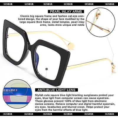  SUNBSR Thick Frame Sunglasses for Women Men Retro