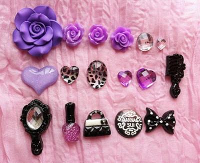 1 Set Purple Kawaii Resin Flower Flatback Cabochon Decoden Accessories/Diy  Materials Cute Cell Phone Case Deco Den/Bling Embellishment - Yahoo Shopping