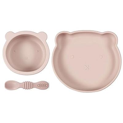 PandaEar Silicone Baby Feeding Set 2 Pack Silicone Divided Suction Plate  and 2 Pack Tiny