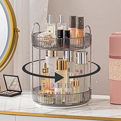JYCHX Rotating Makeup Brush Holder Organizer, Big Capacity Spinning Cosmetic Organizer with 5 Slots and 1 Drawer for Brush, Lipstick, Office Supply