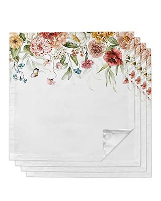 Washable Cloth Napkins. Hand-painted Spring Flowers. Set of 4 Reusable  Cotton Napkins. 