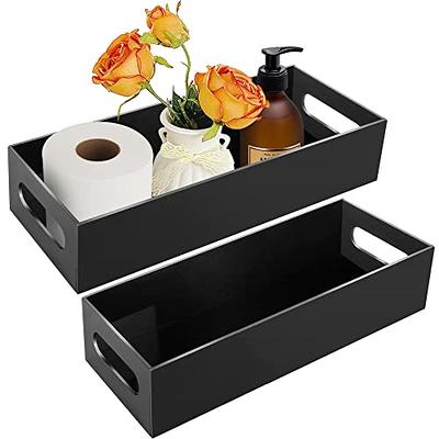  Hihotiner Bathroom Decor with Handle, Acrylic Bathroom Basket  Organizer, Clear Toilet Tank Topper Paper Basket, Modern Back of Toilet  Storage Tray, Accessories Countertop Box, 13.78 x 6 x 2.4 : Home