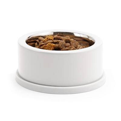 EveryYay Dining In Slanted Marble-Print Base and Stainless-Steel Dog Bowl  Set, 0.7 Cup