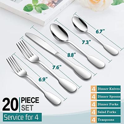 40-Piece Matte Black Silverware Set for 8, E-far Stainless Steel Flatware  Cutlery Set with Design Handle, Modern Metal Tableware Eating Utensils for