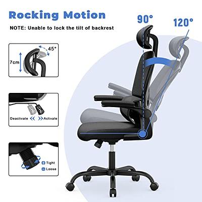 Office Factor Black Mesh High Back Executive Office Chair, Adjustable Arms,  Head Rest, Seat Depth, Lumbar Support, Height, PU Casters, Ergonomic