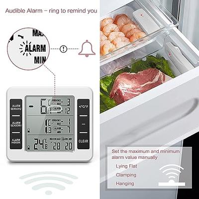 Digital Fridge Freezer Thermometer With Fridge Freezer Temperature Alarm  and Max Min Function - Refrigerator Thermometer For Fridge and Freezer  Alarm