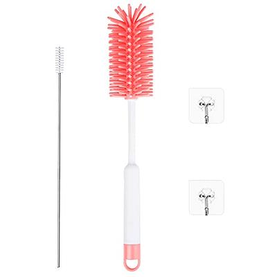 Bottle Brush, 3 Pack Long Handled Bucket Brushes with 1 Smaller Bendable  Bottle Brush and 2 Water Jug Caps, Stiff Nylon Bristles, Suitable for