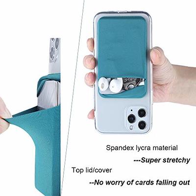 Phone Card Holder for Back of Phone, Stretchy Lycra Phone Wallet Stick On  Credit Card Holder for Phone Case Adhesive Phone Pocket Sticker Compatible