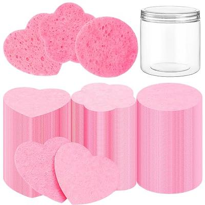 120 Pcs Compressed Facial Sponges with Container Heart Shape Face Sponge  Natural Disposable Sponge Pads for Washing Face Cleansing Exfoliating