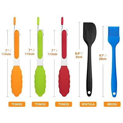 Walfos Small Silicone Tongs for Cooking- 7 inch Mini Kitchen Tongs