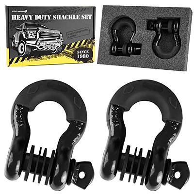 2 x Universal Off Road 4x4 Winch Bow Shackle Mounting Plate Bracket - Black