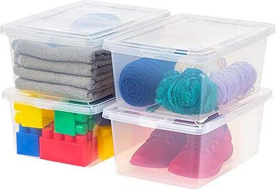 6 Pack Stackable Storage Box Tote Bins w/ Latch Lid Containers 32 Qt Plastic  USA