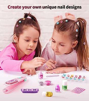 Amazon.com: Geyiie Girls Nail Polish Set, Kids Nail Art Kit Toys with Nail  Dryer & Hair Gem Stamper, Nail Salon Kit Toys for Girls Aged 5-12 as  Valentines Gifts : Toys &