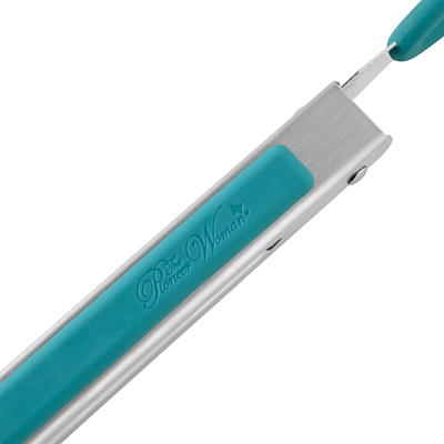 The Pioneer Woman Kitchen Tongs, Silicone and Stainless Steel, Set of 2,  Teal 