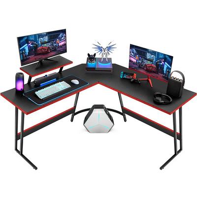 74.8 Gaming Desk, U-Shaped Computer Desk with Hutch & CPU Stand