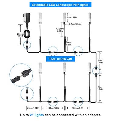 B-right LED Low Voltage Pathway Lights Outdoor, 4.8W 570 Lumens 12V AC Plug  6 Pack Extendable Landscape Lighting IP65 Waterproof Garden Lights Path