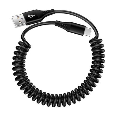 USB to USB C Cable Coiled 3FT Car Charger Cord for iPhone 15/15 Pro/15