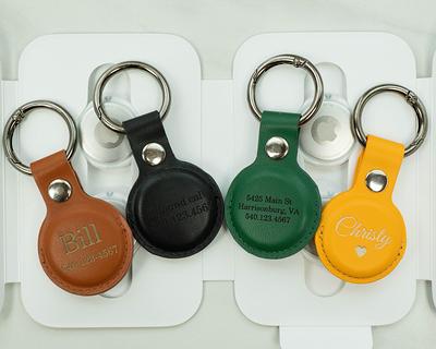 Personalized Air Tag Keychain, Engraved Leather Airtag Holder