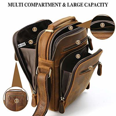 Lemuvlt Small Crossbody Bag for Men Shoulder Bag Mens Purse Satchel Leather Messenger Bag Gift Man