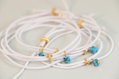 Christening Light Blue Chocolate W/ Mini Rosary Cross Bracelet