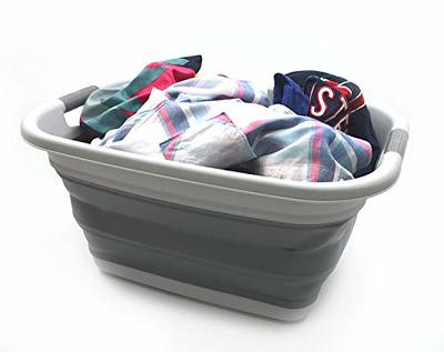 SAMMART 30L (8 gallon) Collapsible 3 Handled Plastic Laundry Basket -  Foldable Pop Up Storage Container/Organizer - Portable Washing Tub - Space