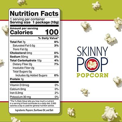 SkinnyPop Popcorn, Gluten Free, Dairy Free, Non-GMO, Healthy Snacks, Skinny  Pop Original Popcorn Snack Packs, 0.65oz Individual Size Snack Bags (6  Count) - Yahoo Shopping