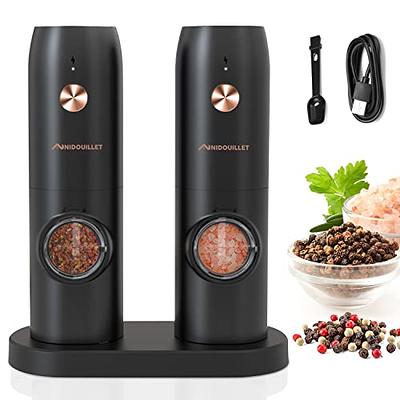 SimCoker Gravity Salt and Pepper Grinder Set, Electric Shakers Mill  Automatic Grinders Battery Operated with Spoon for Kitchen Gift  Professional Refillable Adjustable Coarseness LED 2 Pack Black - Yahoo  Shopping