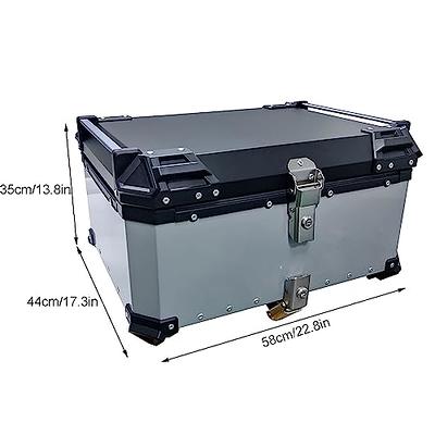 65L Motorcycle Top Case, Aluminum Alloy Universal Motorcycle Tail Box,  Dual-key Storage Carrier Case Luggage Trunk (Black, 65L)