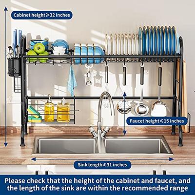 MERRYBOX Over The Sink Dish Drying Rack - MERRYBOX 2-Tier Dish Drying Rack  Over Sink Adjustable Length(25.6-33.5in), Stainless Steel Dish Drainer, Dishes  Rack Kitchen Storage Organizer Space Saver