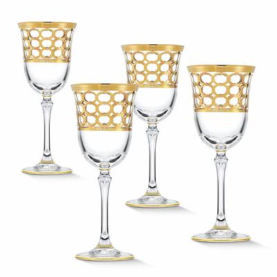 Lorren Home Trends Gold Embellished Champagne Flutes with Gold Rings, Set of 4