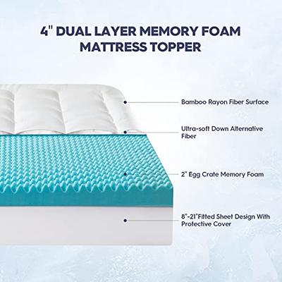 ELEMUSE 4 Inch Dual Layer Mattress Topper Twin, 2 Inch Air Circulation Egg  Crate Memory Foam Pad, 2 Inch Cooling Bamboo Pillow Top Cover,Support Bed  Topper for Relieve Back Pain - Yahoo Shopping