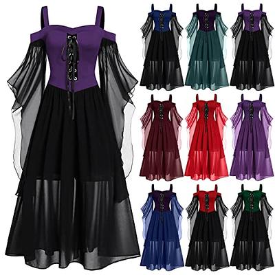 Vestidos medievales para mujer, vestido renacentista, vestido irlandés de  terciopelo, para Halloween, talla grande, disfraz de bruja para cosplay