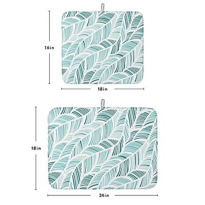 Dish Drying Mat for Kitchen Counter,Summer Beach Teal Leaf