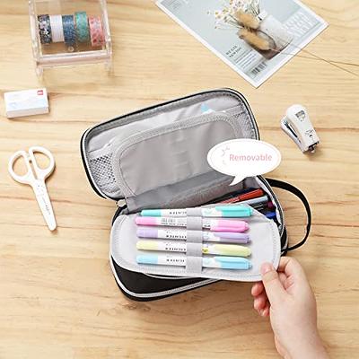 Large Capacity Pencil Case With Zippered Portable Aesthetic Pencil