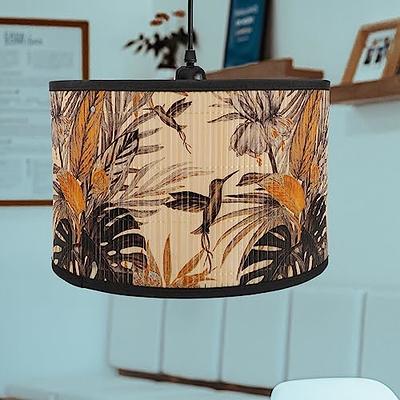 Decorative Drum Lampshade Vintage Flora Pattern Bamboo Lamp 