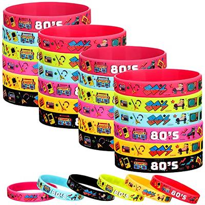 MAR 80 Pcs Party Favors Include 10 Bracelets, 10 Keychains, 10 Button Pins  and 50 Stickers for Kids, Best Gift Bag Filler for Themed Party.