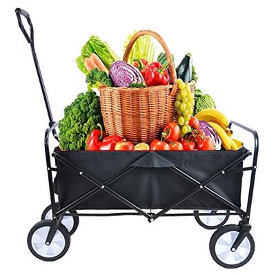 200L Collapsible Folding Wagon Cart,350LBS Heavy Duty Garden Cart with All  Terrain Wheels,Portable Large Capacity Utility Wagon Cart for Camping